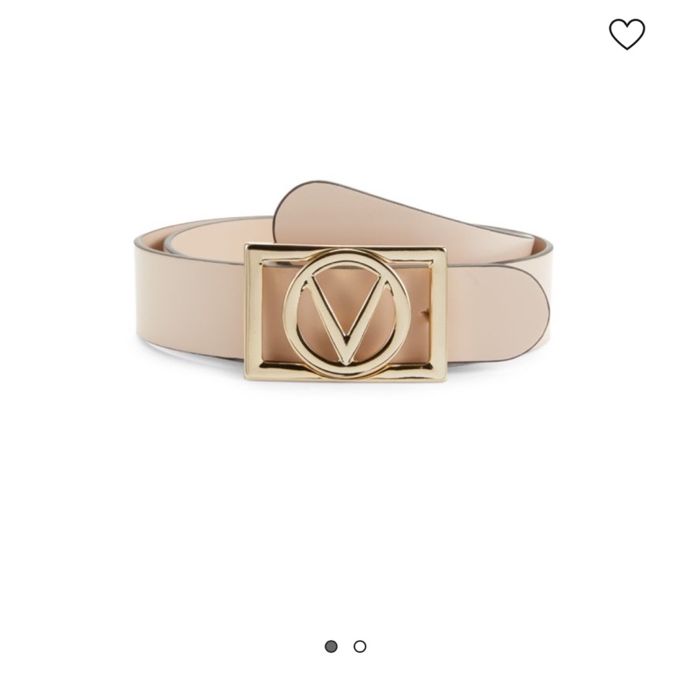 Valentino Nude Leather Belt with Gold Buckle
